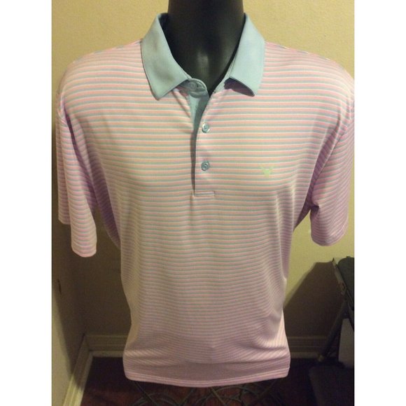 Callaway Other - Callaway Golf Polo Shirt Mens Size Large L Pink Striped Opti Dri Logo